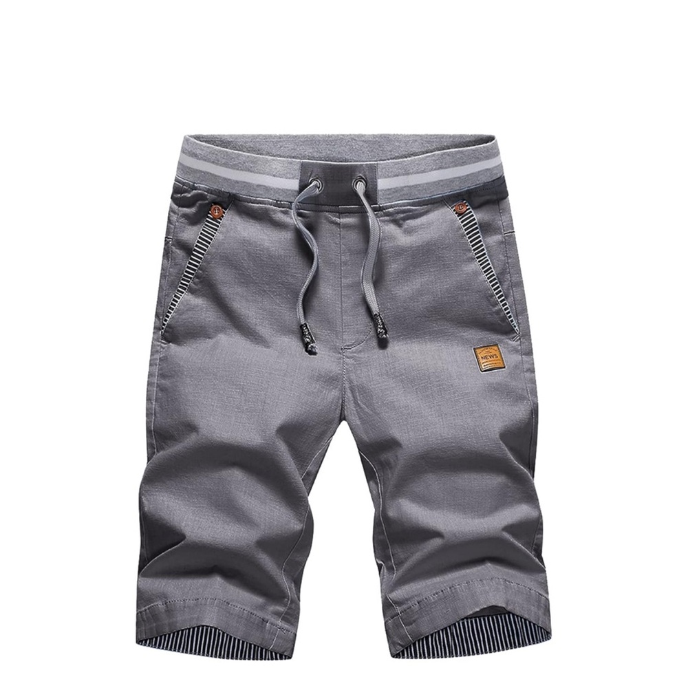 Men's Black Casual Classic Fit Drawstring  Shorts with Elastic Waist, L